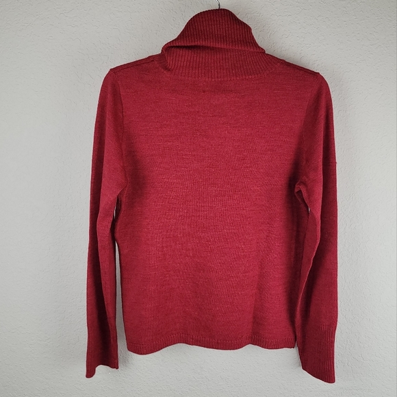 BANANA Republic Womens Sweater S 100% Extra Fine Merino Wool Red Brick Cowlneck - Picture 3 of 11